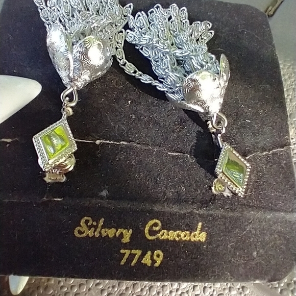 Women's silver tone dangle chandelier earrings. - Picture 2 of 4